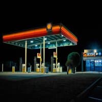 An Empty Gas Station Somewhere in LA After a Storm