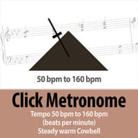 Click Metronome - Tempo 50 bpm to 160 bpm (beats per minute) - Steady Warm Cowbell